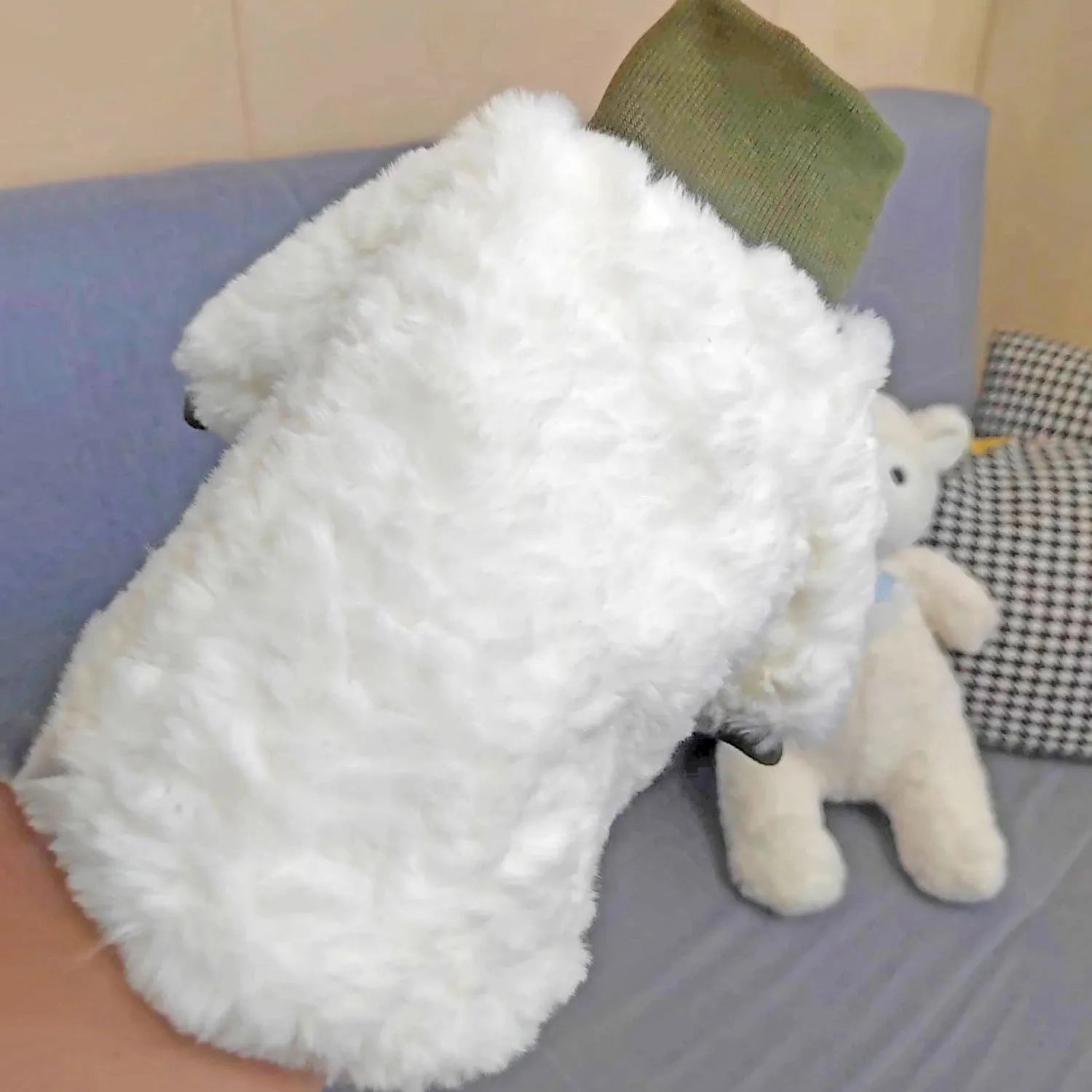 Turtleneck dog coat with plush cotton padding in creamy green colour for small medium dogs