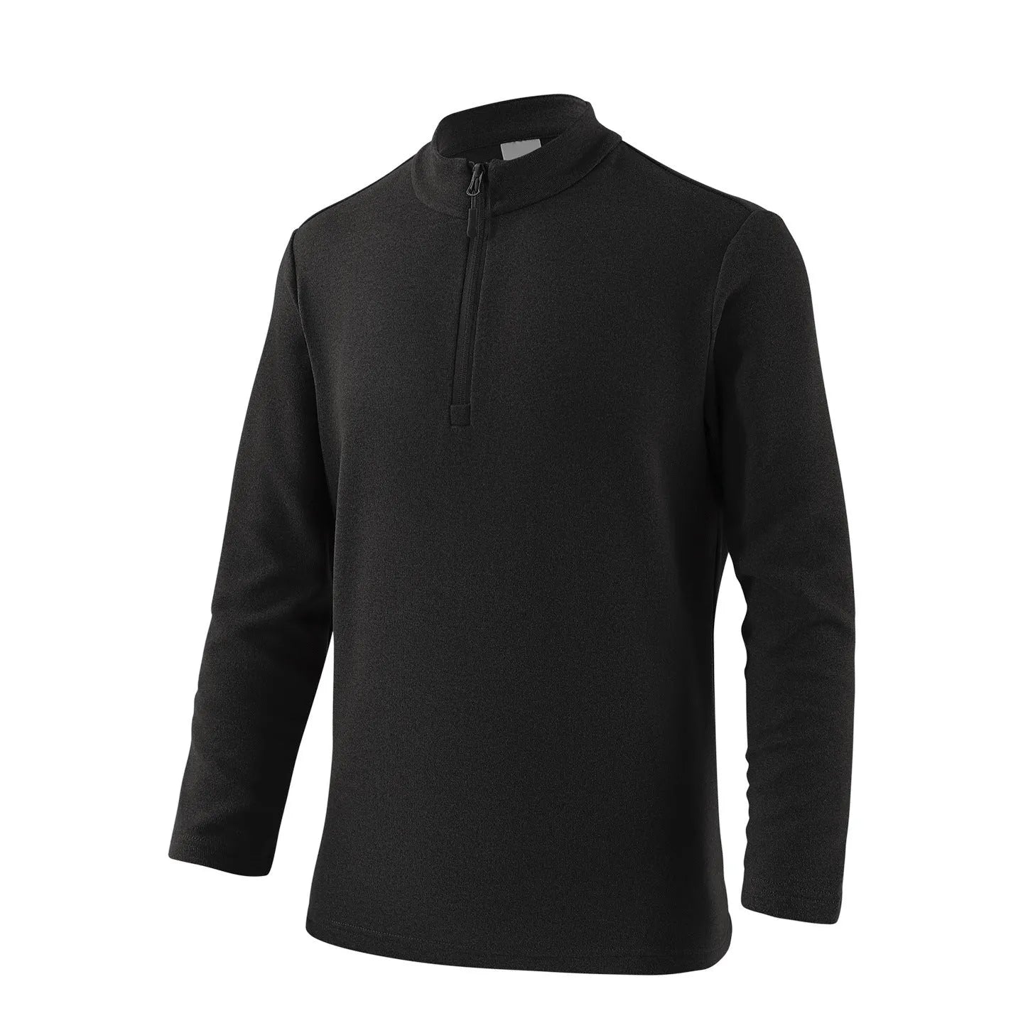 Men's stand collar half zip pullover sweater in solid colour with dimensional patch pocket on front
