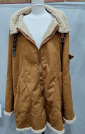 Men's military fleece winter jacket with fur collar, multiple pockets, in black colour