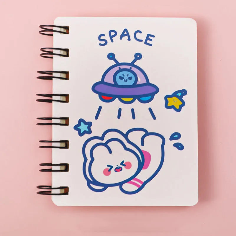 Astronaut series pocket flipper notebook in A6 size, showing one of the four illustrated cover options.