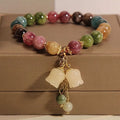 Geometric women's alloy bracelet with electroplated finish in crystal-inspired colours
