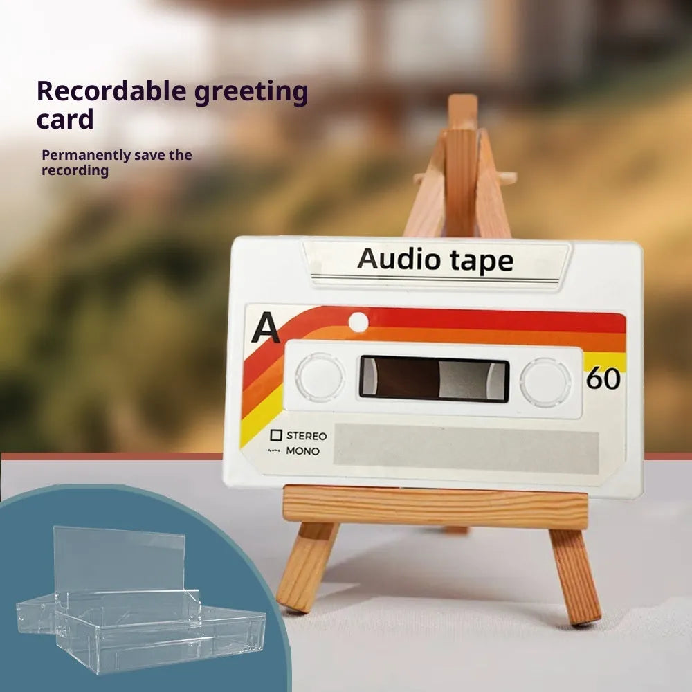 Sound recording greeting card with voice message, coated paper, 10x6x1.5 cm, for birthday or Valentine's Day