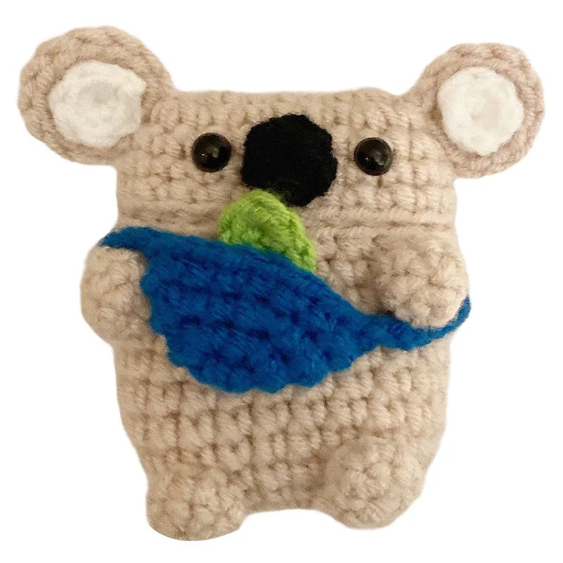 Hand-knitted koala bear design protective cover for Apple AirPods case.
