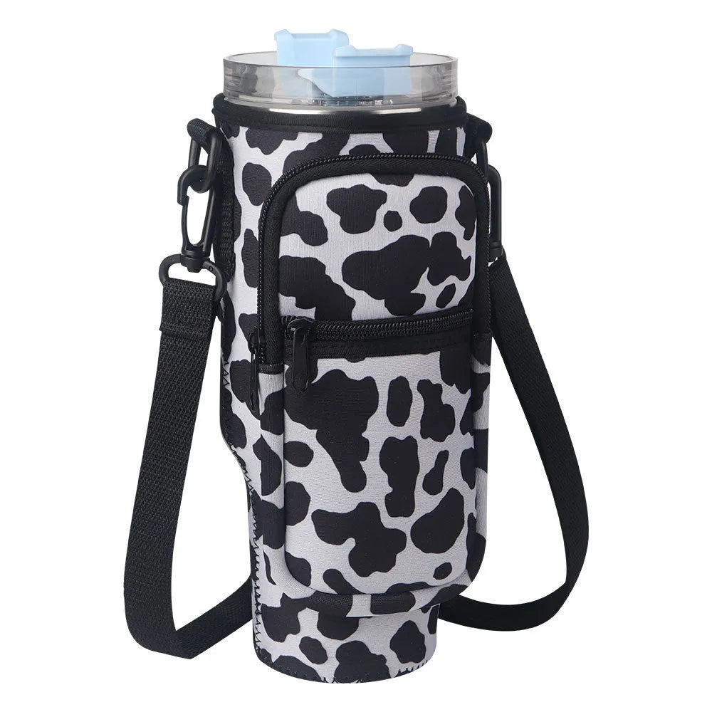Neoprene cup sleeve for vacuum thermal straw cup in black, 23cm high, with non-slip surface