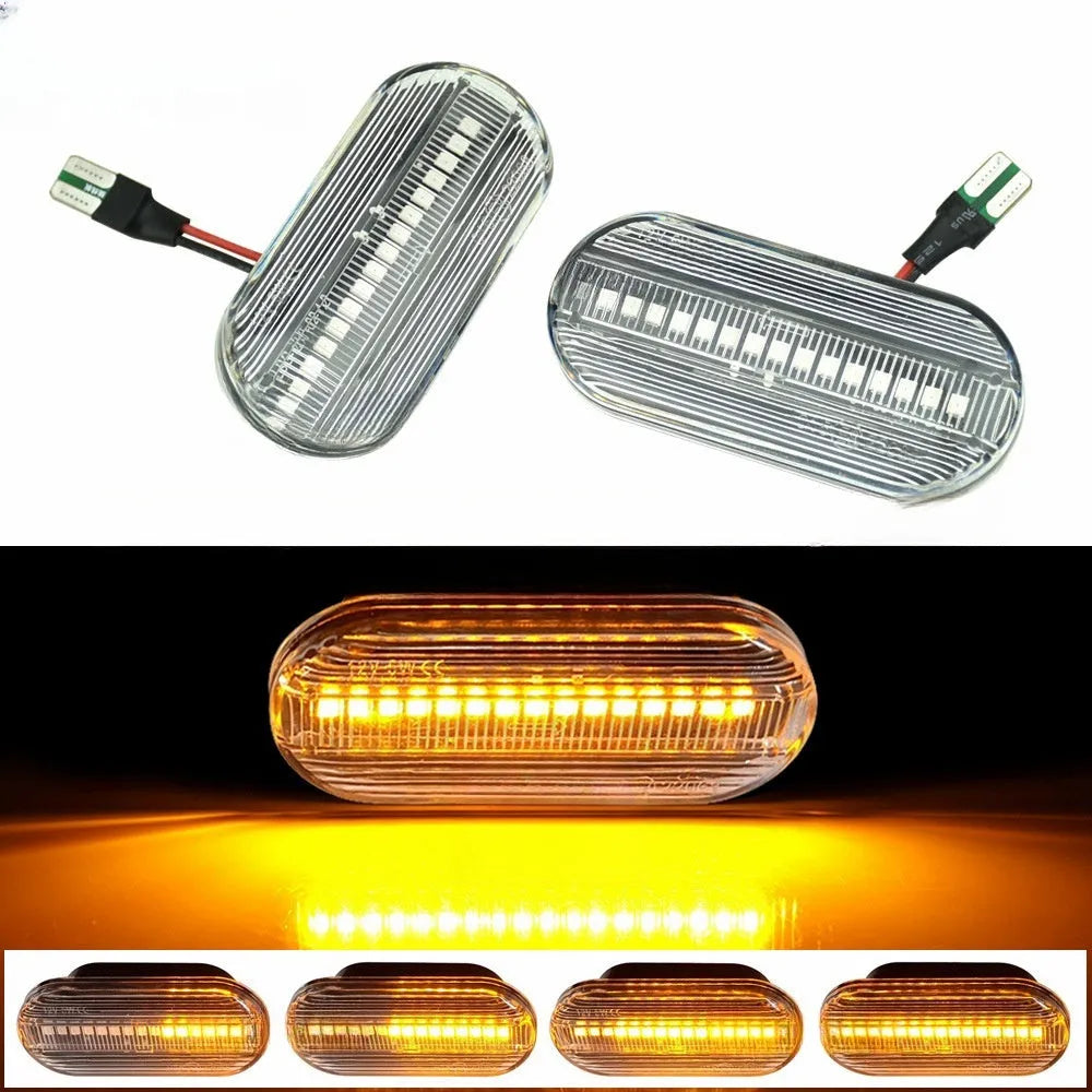Flowing water style side turn signal lamp for Skoda Octavia 1U in blackened shell and crystal case options.