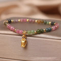 Natural Tourmaline floral bead anklet for women shown as both ankle chain and bracelet