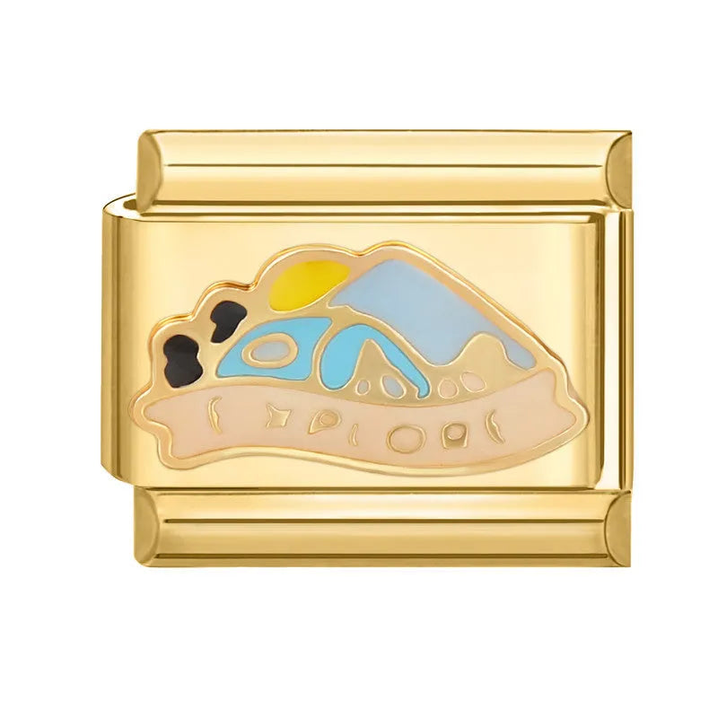 DIY light luxury creative Italian bracelet accessory pendant stainless steel 1x0.9cm drip oil finish gold background