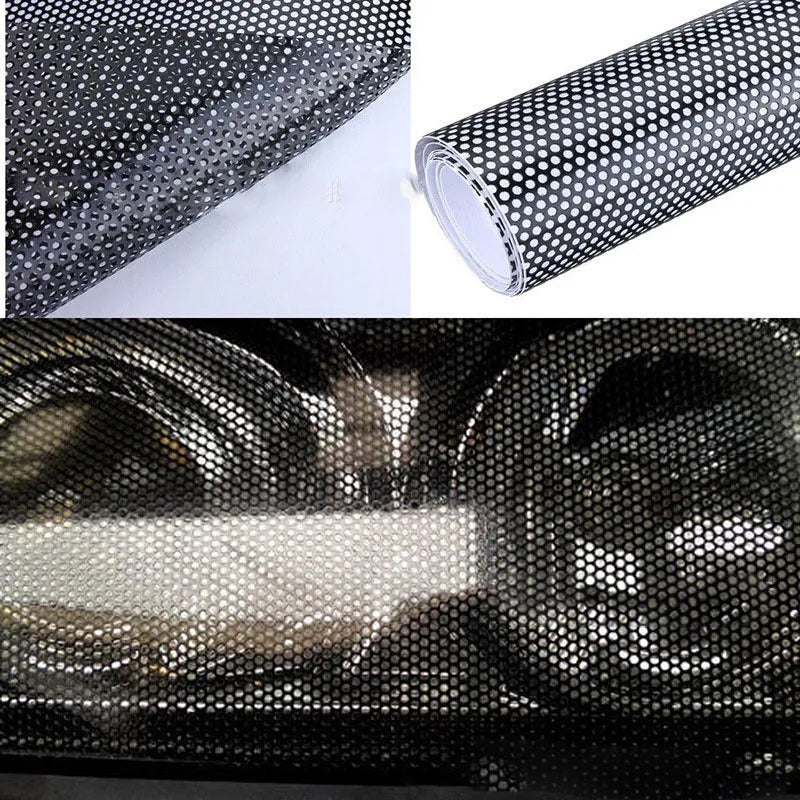 Perforated mesh-style plastic colour change film for cars, showing 30cm width.