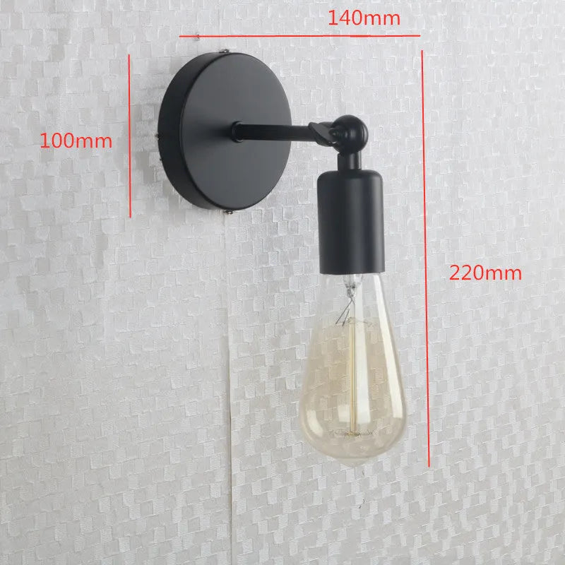 American black industrial style small wrought iron wall lamp for indoor use with antique finish