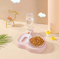 Double bowl automatic pet feeder with 360 degree rotation and tilt for cats in grey colour
