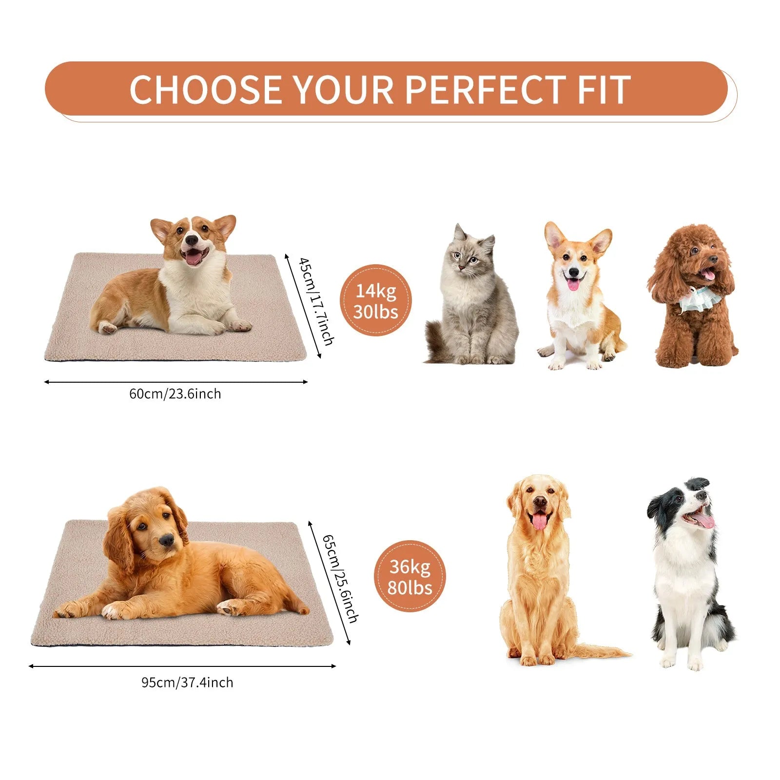 Grey self-heating plush pet bed blanket for cats on wooden floor