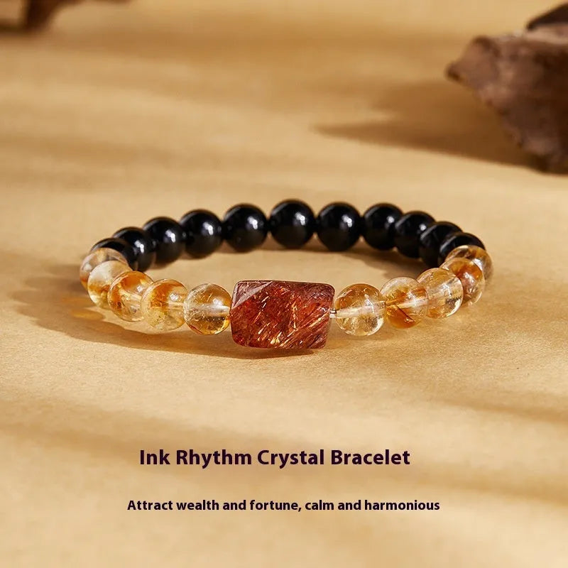 Natural obsidian women's bracelet in Ink Cloud Jinhua design with Ink Rhyme colour option