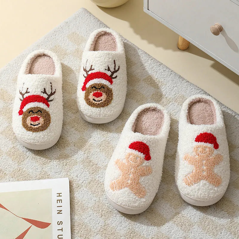 Christmas home slippers with suede upper and TPR sole, Santa Claus design, sizes 36or37 to 44or45
