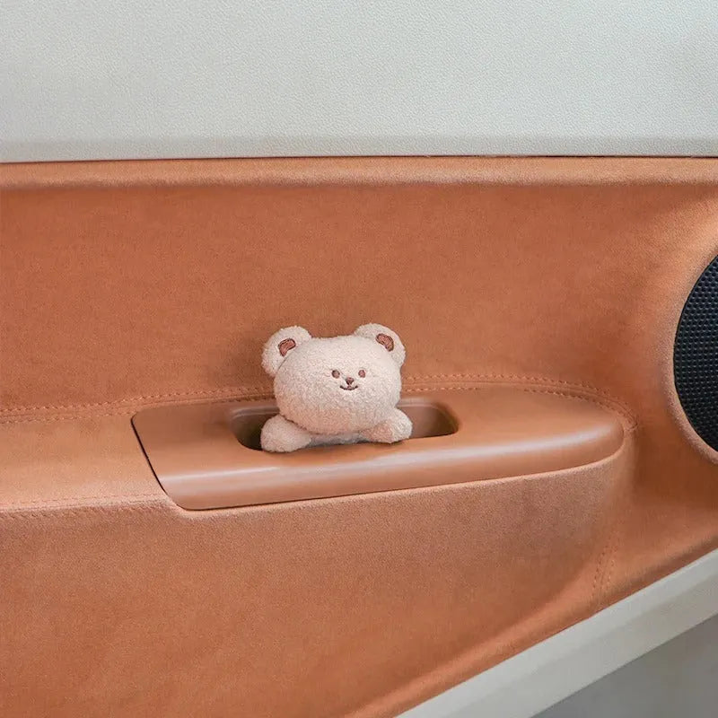 Fabric plush doll car decoration for dashboard in bear or rabbit cartoon designs