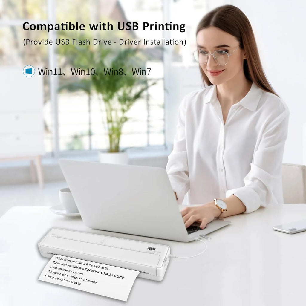 X8 portable thermal printer in black or white with Bluetooth and USB connectivity