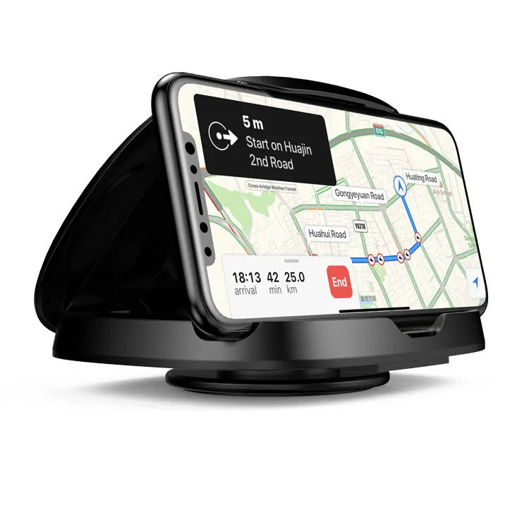 Black plastic rotating suction cup car navigator bracket for smartphones and GPS devices