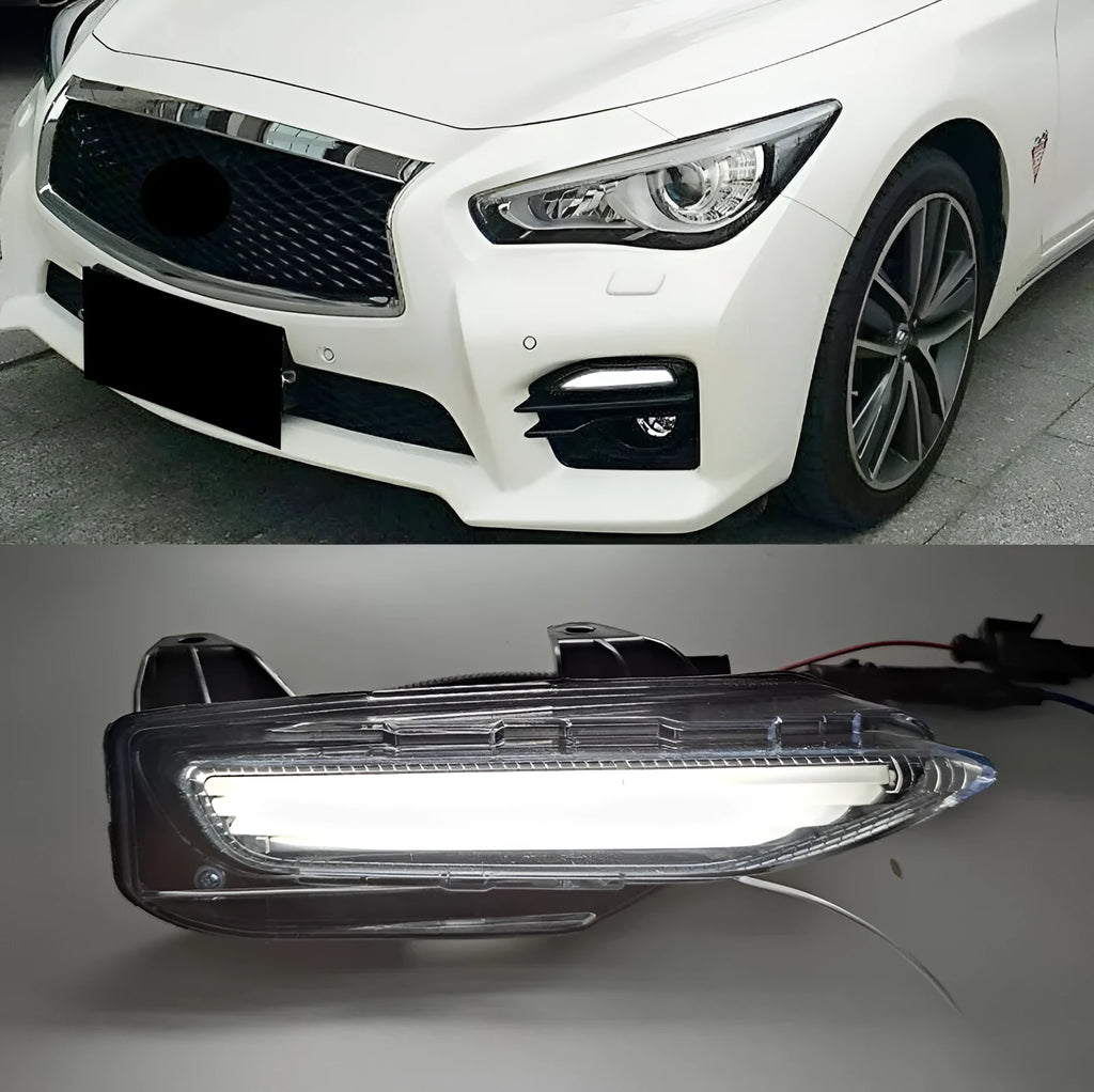 Infiniti Q50 Q70 front bumper LED daytime running and turn signal light with ABS housing