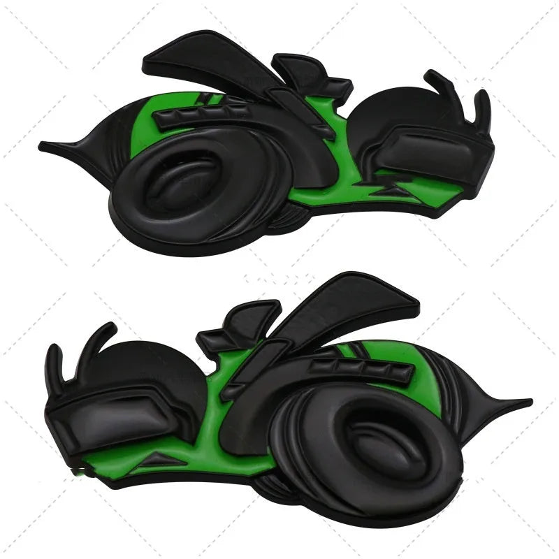 Big Bee zinc alloy car bumper sticker pair in large 11.2 by 6.2 cm size on a vehicle.
