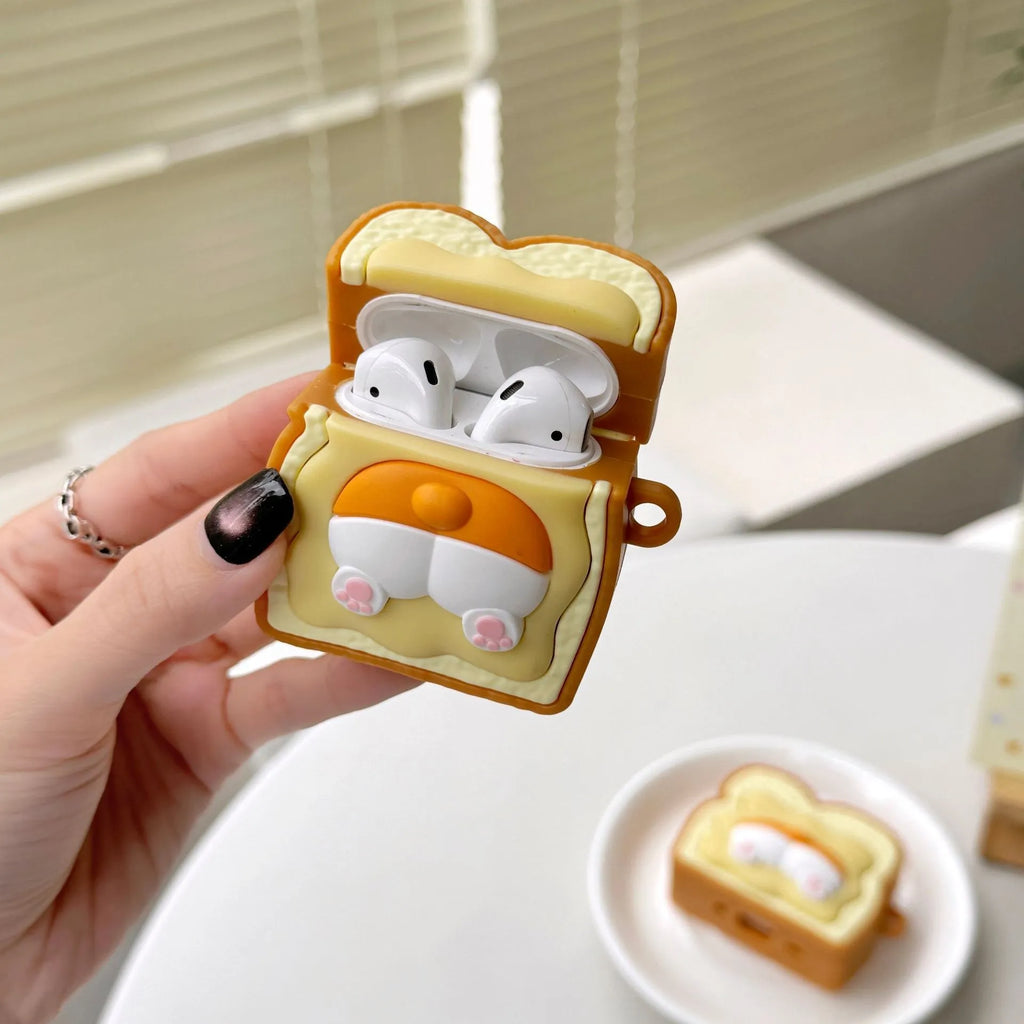 Cartoon toast small corgi silicone case for Apple AirPods wireless earphones