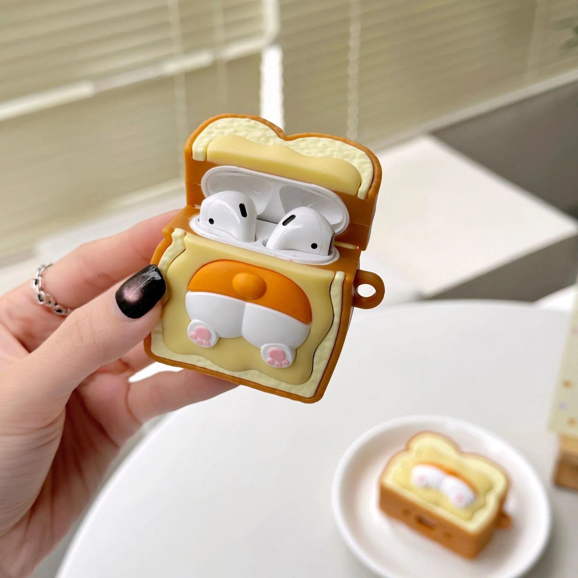 Cartoon toast small corgi silicone case for Apple AirPods wireless earphones