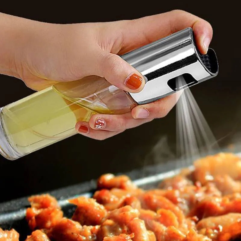 Gold ABS and glass oil vinegar spray bottle with pump for kitchen and BBQ cooking