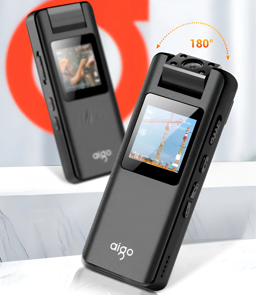 DSJ-S11 HD body worn camera shown on a uniform, displaying its compact size and 1.3-inch screen.