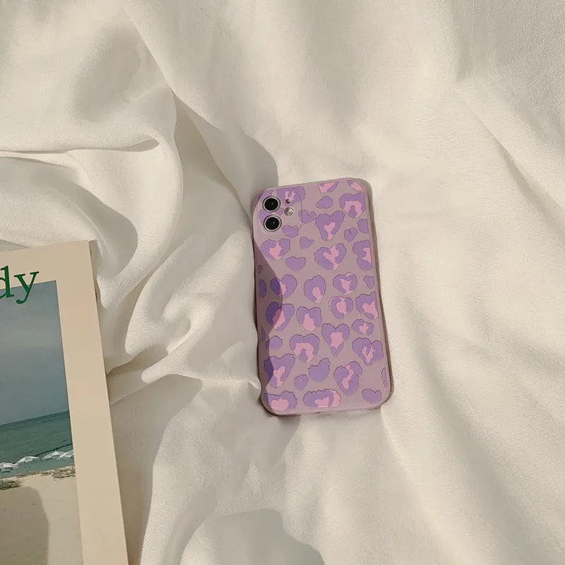 Purple Leopard frosted silicone phone case for Apple iPhone, painted back cover