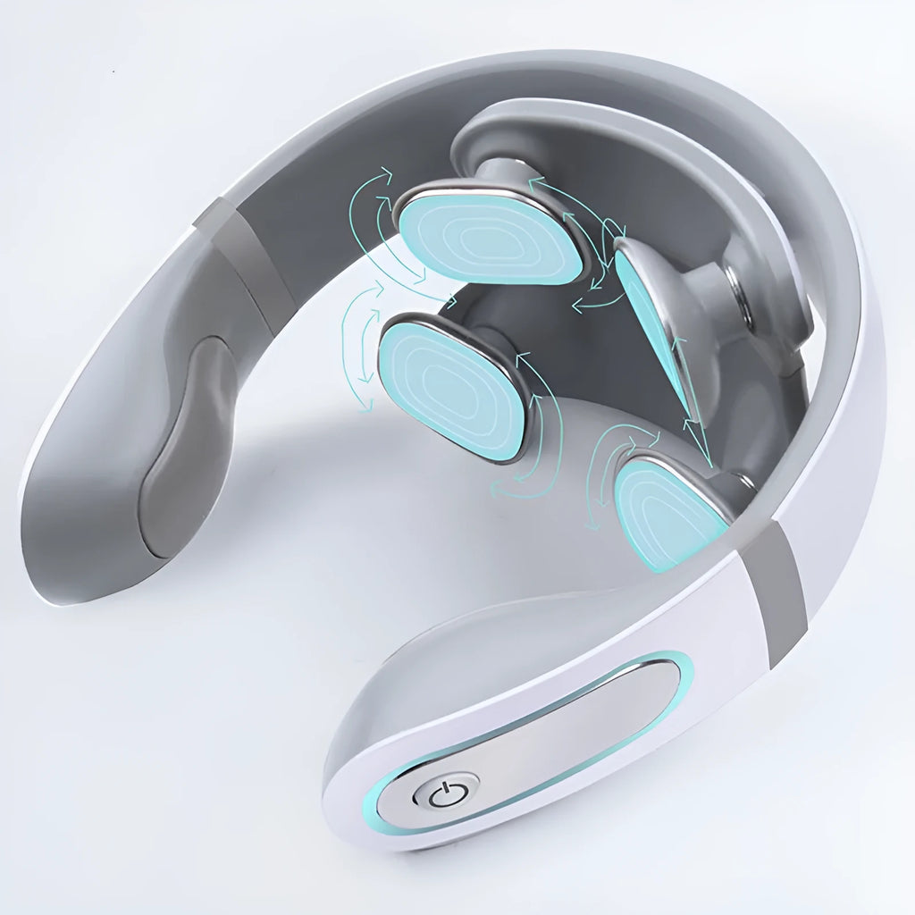 White multifunctional heating neck vibration massager with remote control