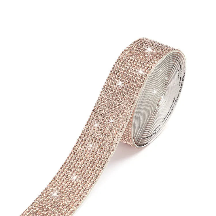 Glass self-adhesive water drill strip in white and AB colour for clothing and shoe decoration