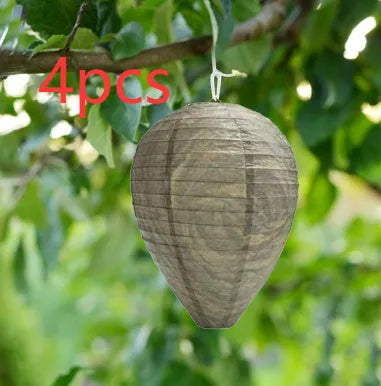 Paper beehive-shaped lantern with wire frame, 22cm wide by 28cm high, in a rustic photo colour.