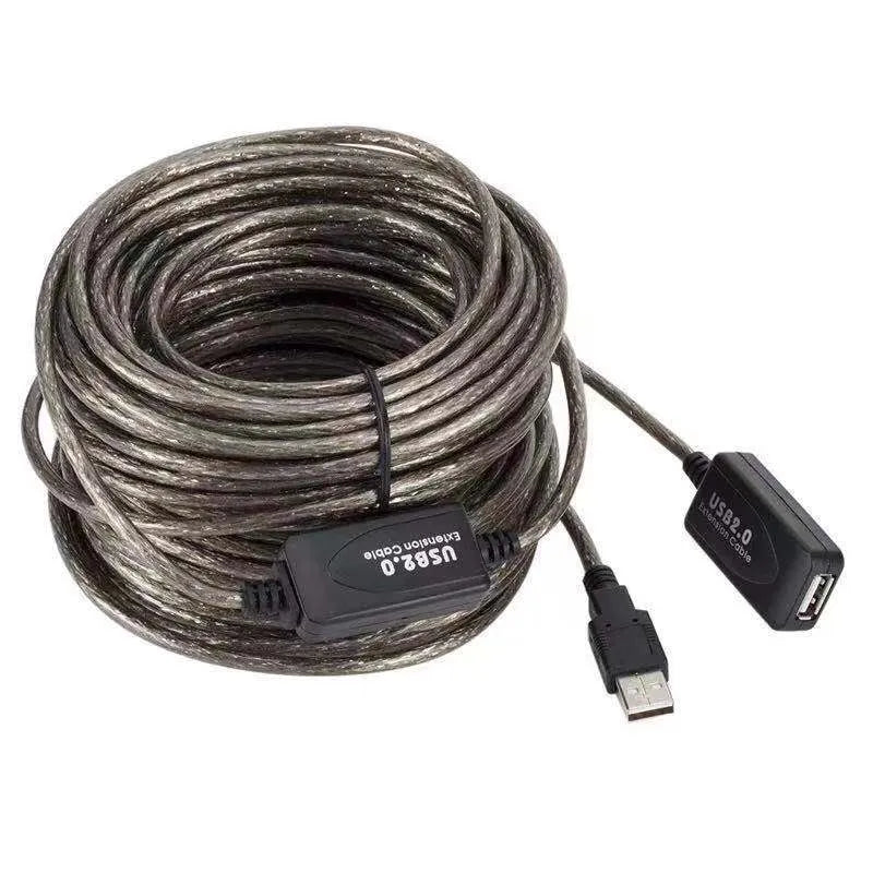 5m USB male to female extension cable with chip, copper wire and transparent black finish