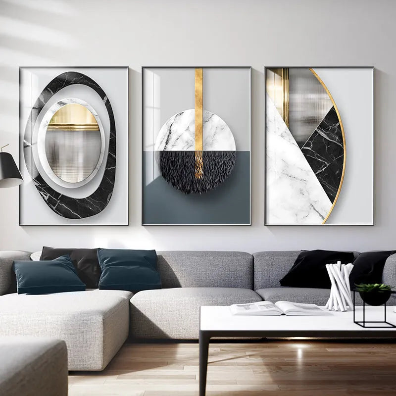 Abstract geometric pattern canvas wall art print in multiple size options