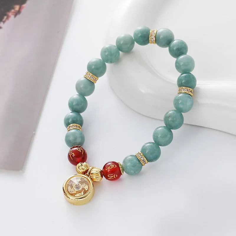 Natural agate lotus seedpod bracelet with jade colour electroplated finish on wrist