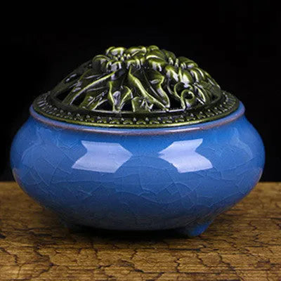Ceramic retro package incense burner in multiple colours for home decor and meditation