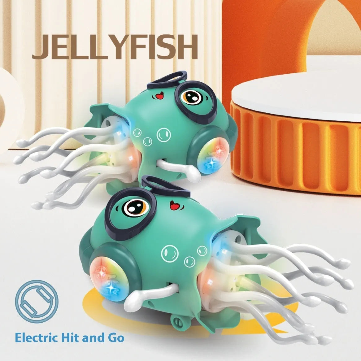 Magic Dancing Octopus electric induction toy in green, orange or pink plastic for children aged 4-6 with lighting