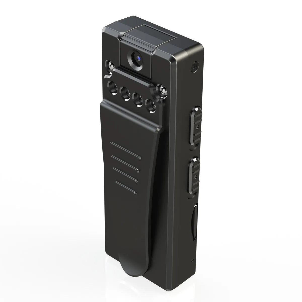 Black HD DV home camera on a stand with a rotational lens, shown as a dashcam and action camera.