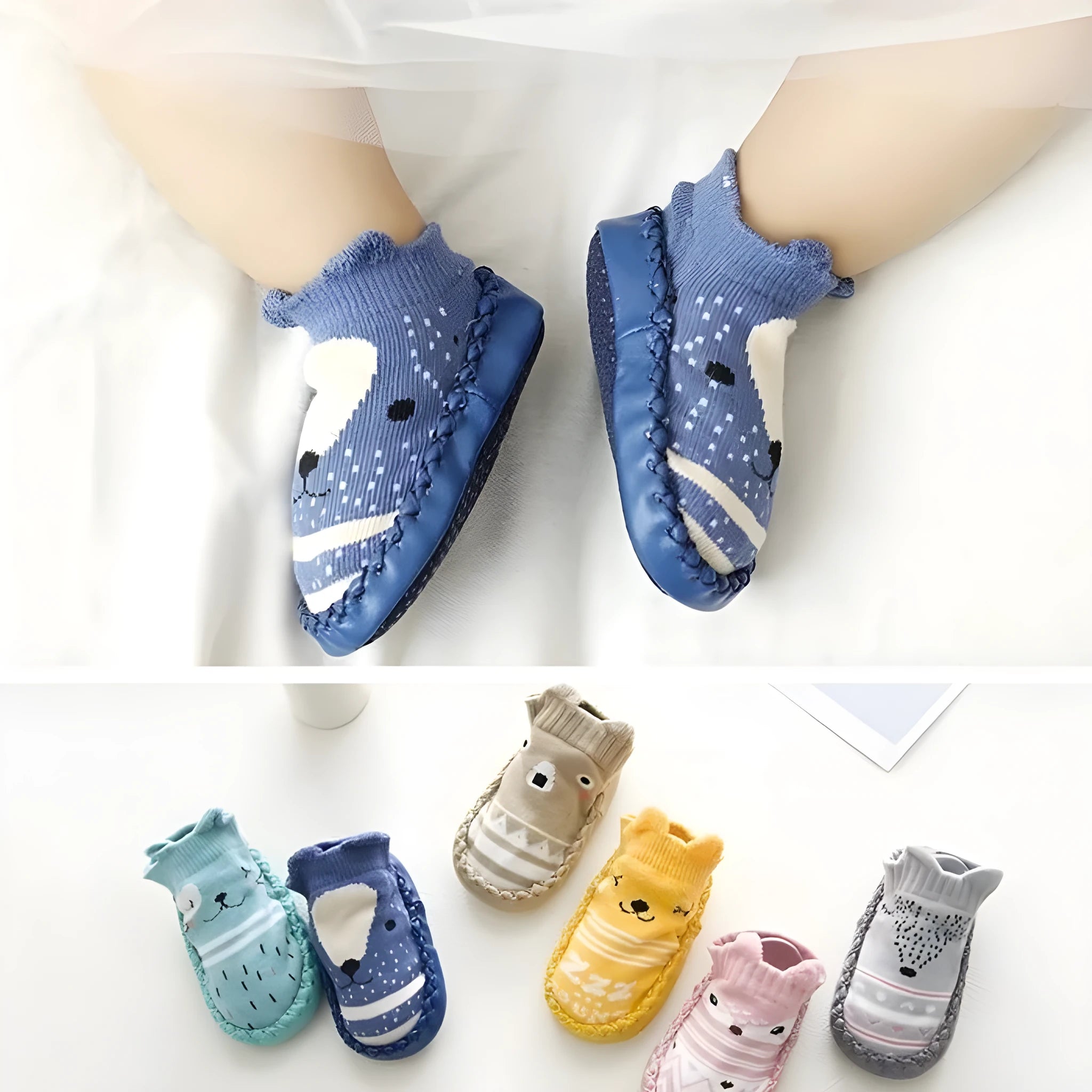 Baby anti-slip floor socks combed cotton jacquard 11cm pink cartoon pattern