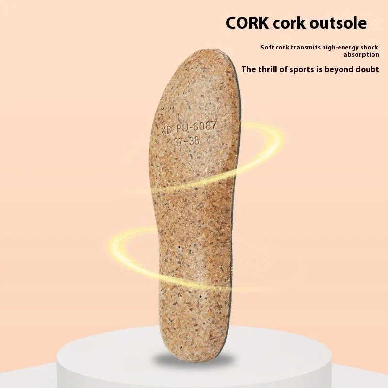 Flat foot insole with plain cloth, strong cotton and cork, breathable and sweat-absorbent, unisex sizes 35-46