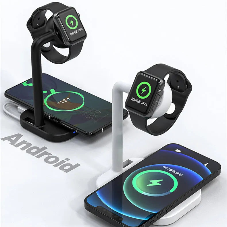 Multi function desktop stand wireless charging phone holder, black or white, 79.8 x 53.9 x 124mm