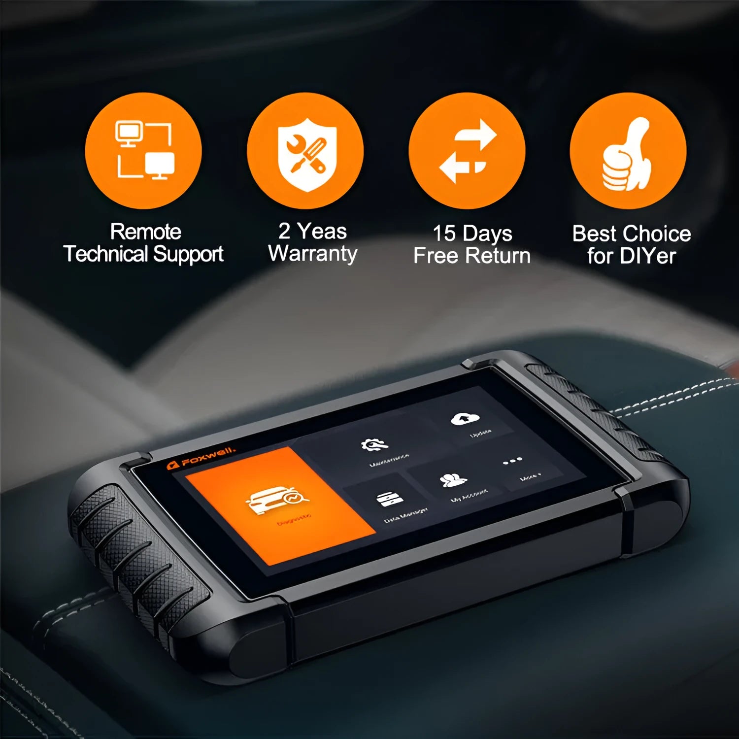 NT809 automotive full system diagnostic scanner main unit with OBDII cable and adapter