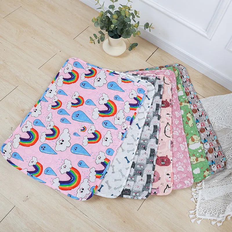 Reusable washable pet urine pad in animal world pattern with waterproof gasket