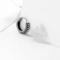 Geometric round titanium steel earrings with retro twist design and silver stripes