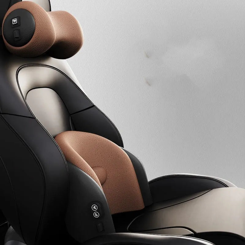 Memory cotton car massage cushion on a car seat in classic black colour.