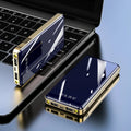 Mirror digital display power bank showing charge level, in choice of five colours.