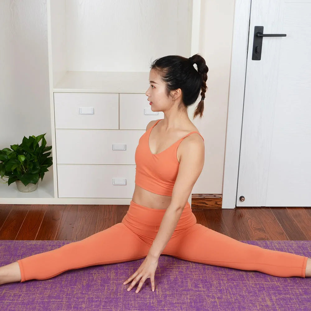 Anti-slip sports yoga mat in black, blue, purple, wine red or yellow, PVC and linen, 183 x 61 x 0.5 cm