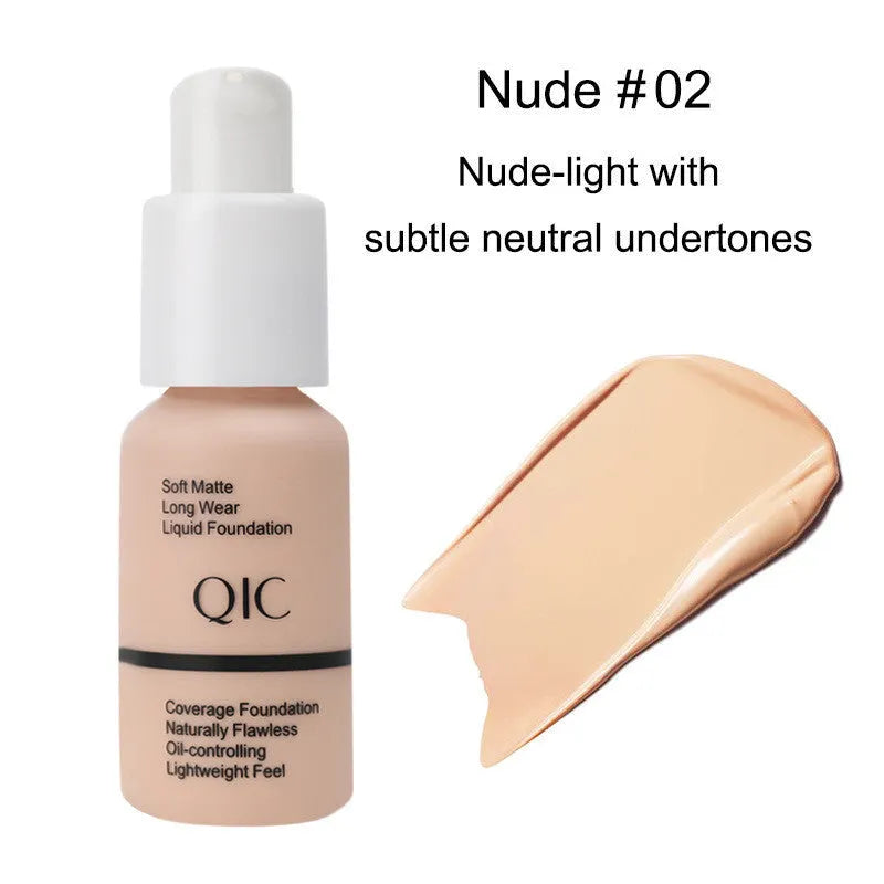 Concealer liquid foundation 30ml in five shades Porcelain Nude Warm Peach Buff Beige Sand for brightening and oil control