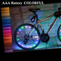 Black LED mountain bike spoke light with 2200mm lamp attached to spokes