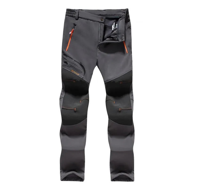 Men's black waterproof fleece-lined trousers for outdoor autumn winter activities