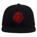 Cotton baseball cap with lion face embroidery in black color adjustable size