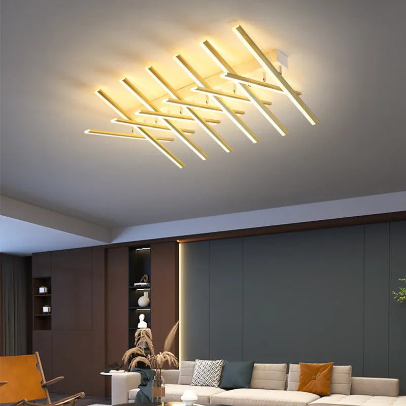 Modern wave style ceramic LED ceiling light with six heads in 50cm length